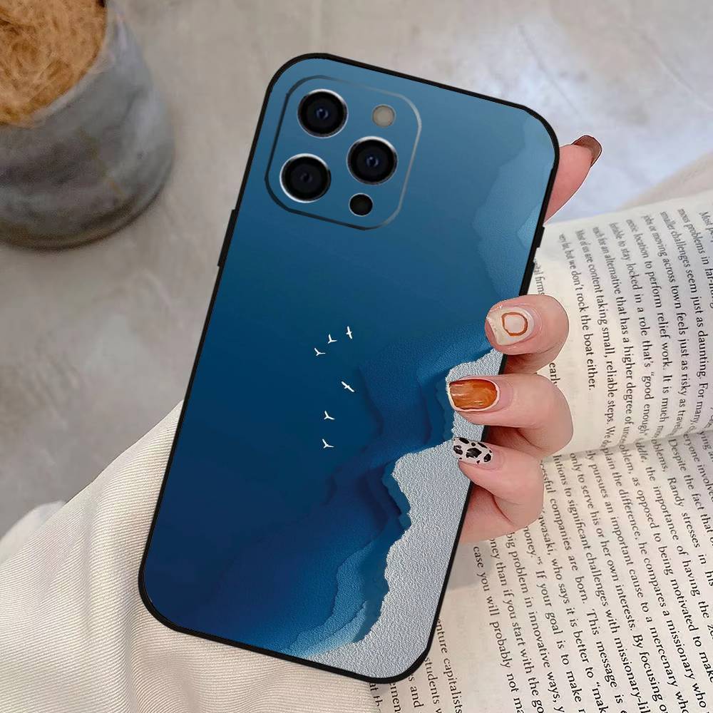 Морской чехол для телефона для iPhone 17, 16, 15, 14, 13, 12, 11 Plus, Pro Max, Другие Мягкий черный чехол