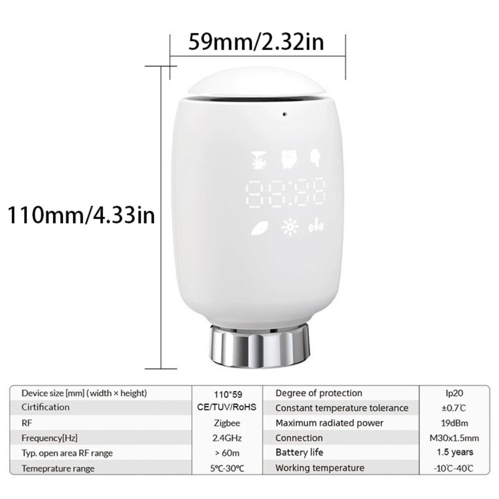 Компактный дизайн Tuya Zigbee Привод клапана радиатора Настраиваемое расписание Термостатический клапан радиатора