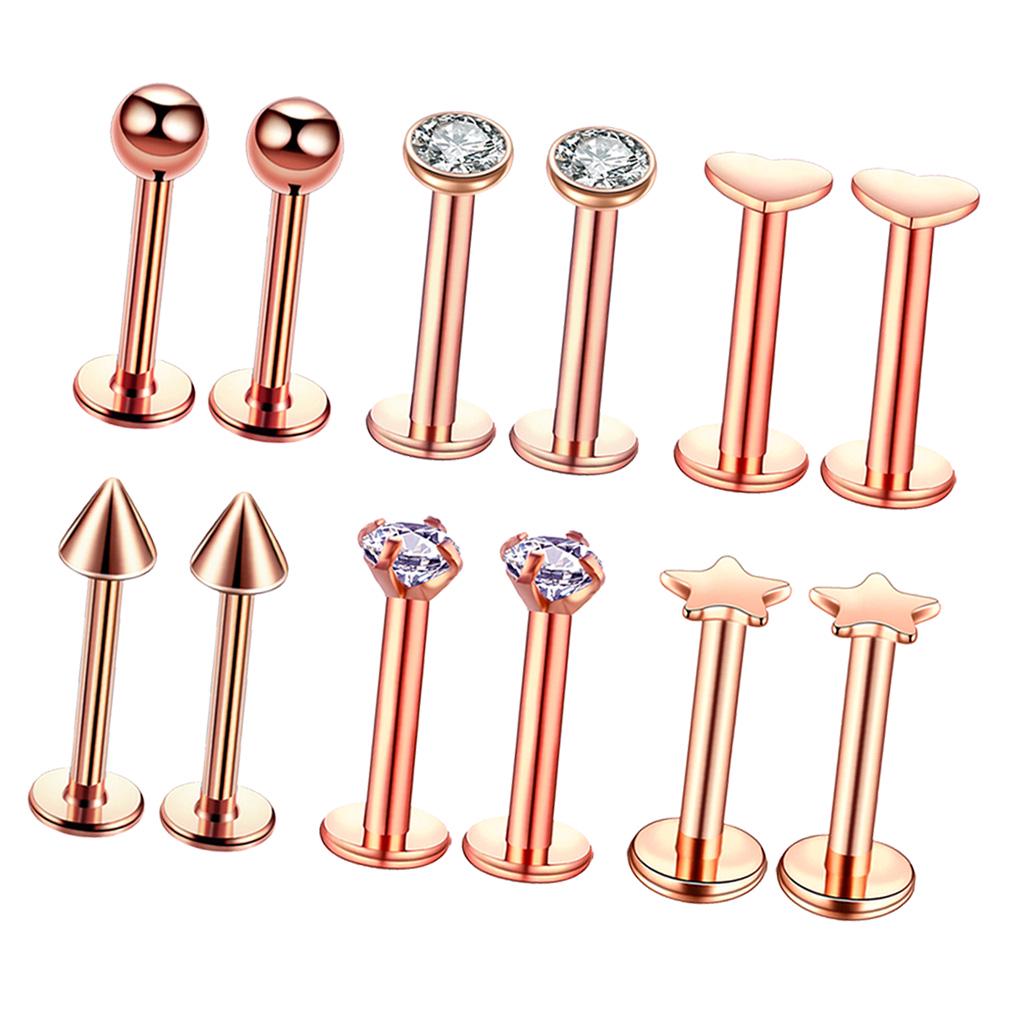 16G Steel Lip Bar Labret Rings Tragus Stud Piercing Jewelry Silver