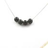 Stones and Minerals. Necklace 4 Beads Black Obsidian 8 Mm Stainless Steel Chain.