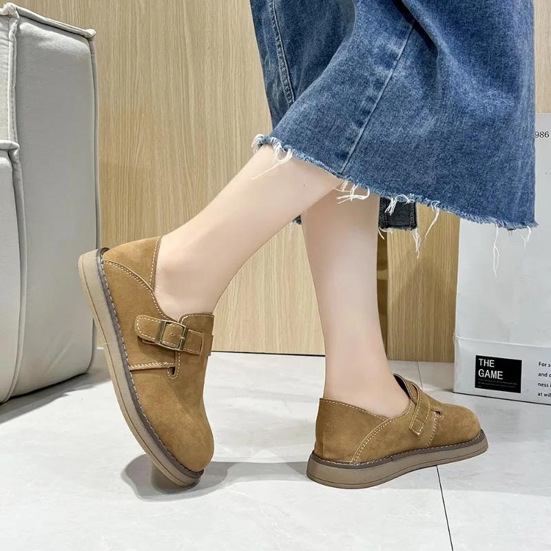 Женская обувь Рим женские балетки повседневные теплые балетки женские пряжки круглый носок мягкая подошва уличные туфли женские Zapatos