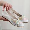 [Mengzhu] 2024 Spring Chinese Style Retro Embroidery Flower Jacquard Cotton, Pointed Cheongsam Shoes Hanfu Matching Shoes