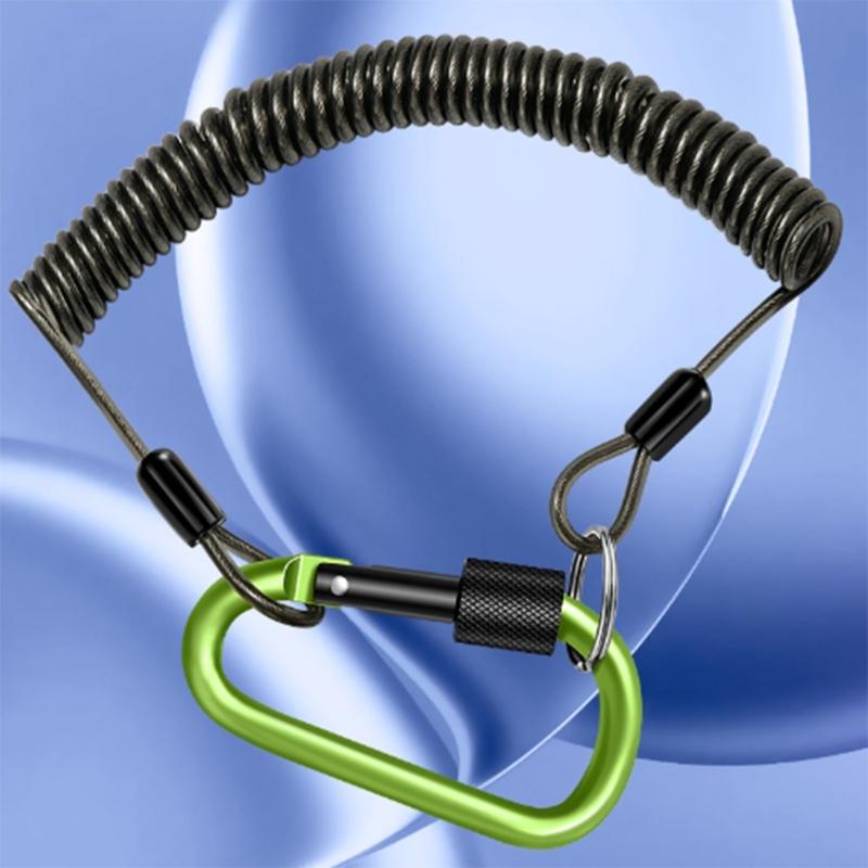 Multifunctions Fishing Safety Lanyards Retractable Coiled Tethers with Carabiner