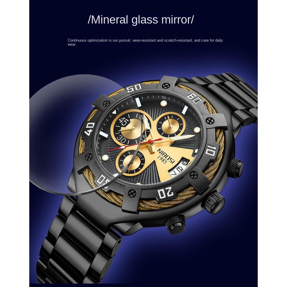 NIBOSI Новые многофункциональные мужские часы Модные деловые кварцевые часы
