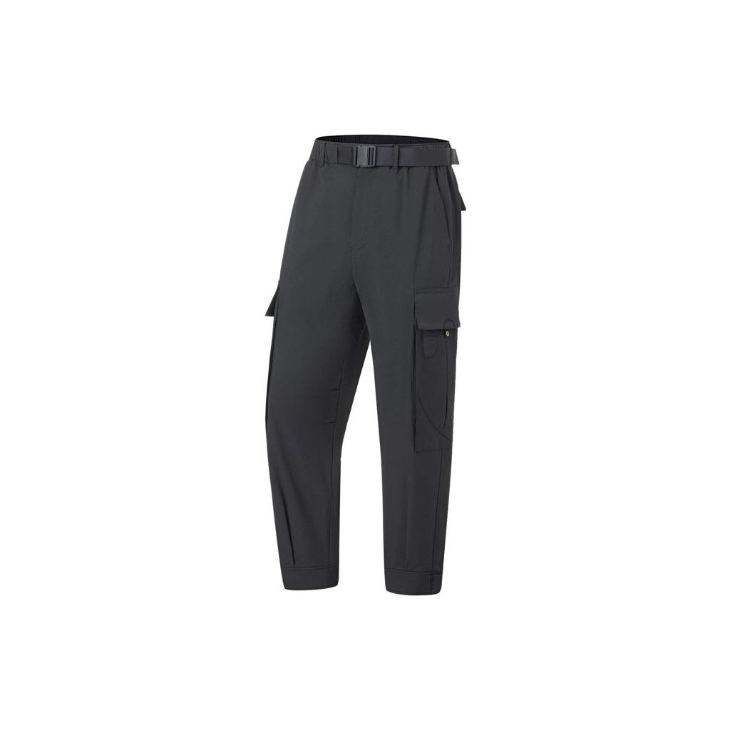 Li Ning X Jackie Chan Collaboration Kung Fu Series Solid Color Logo Cuff Loose Casual Long Pants Men Bottoms Charcoal-Black AKXT039-1