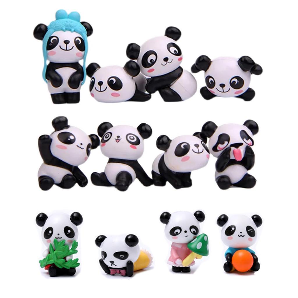 12 Panda Miniature Panda Panda Cake Cute Birthday Party Funny Decorative Small Miniature Spirit Dollhouse Figurines, Models, Decorations, Pandas,