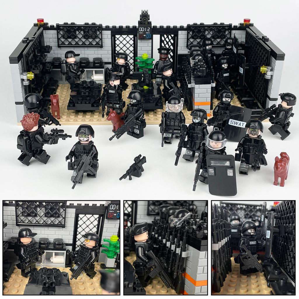 1602A Зал тренировок SWAT Маленькие строительные блоки Сборка Военная сцена Игрушка в пакете