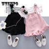 Girls' Summer Wear Korean Girls' Two Piece Set of Children's Clothing Short Sleeve Suit 0-1-2-3 Years Old Children's Clothing