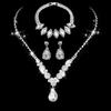 Bride Wedding Jewelry Set Set of Three Bright Rhinestones Zircon Angel Tears Drop Necklace Earrings Bracelet.