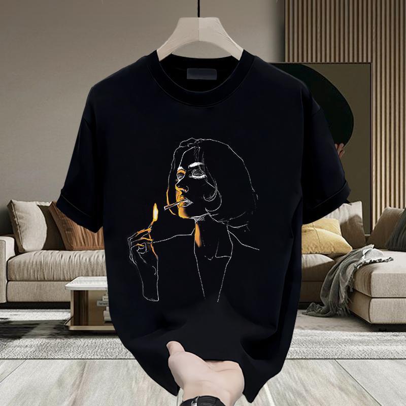 Мужская футболка Модный бренд С принтом Топ Легкая роскошь Мода Повседневная Футболка с круглым вырезом и короткими рукавами Дерзкая Красивая футболка