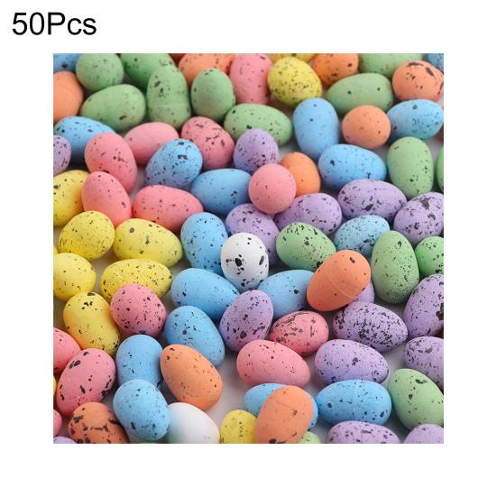 50Pcs Colorful Mini Easter Egg DIY Crafts Projects Home Decoration Small Spotted Simulated Pigeon Egg Ornament Kit Festival Gift