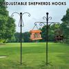 Double Shepherd Hooks 80-176cm Adjustable Outdoor Plant Hook Inserting Garden Decor Lawn Solar Lights Bird Feeders Hook