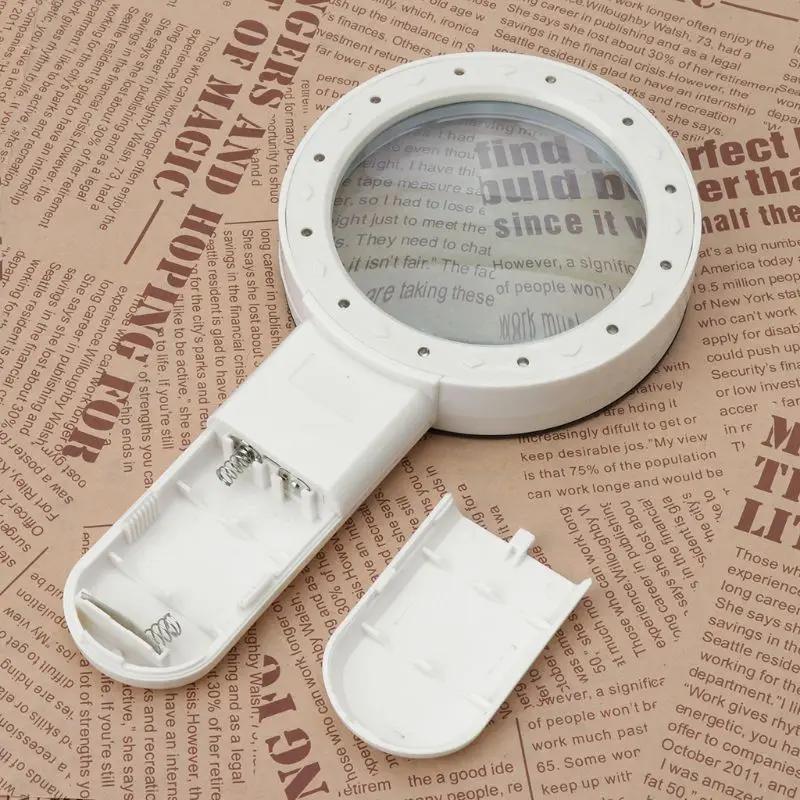 30X LED Magnifying Glass Handheld Lighted Magnifier Double Glass Lens Jewelry Magnifier