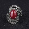 Elegant Inlaid Artificial Gemstone Finger Ring Vintage Party Women Jewelry Gift