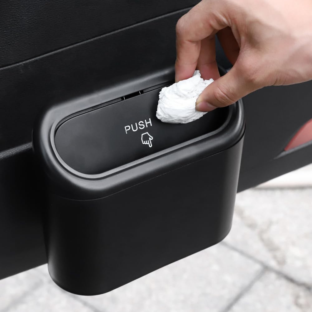 Accmor Car Trash Can With Lid, Leakproof Vehicle Garbage Organizer Holder Bin With 60 Pcs Trash Bags, Mini Auto Dustbin Interior Accessories Storage