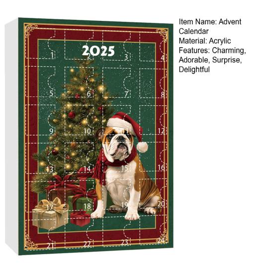 Dog Advent Calendar 2025 24Pcs 2D Dog Breeds Ornaments for Tree Decor 24 Days Christmas Countdown Calendar Surprise Gifts for Dog Lovers