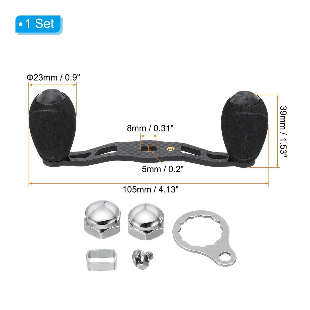 PATIKIL Fishing Reel Power Metal Baitcasting Reel Handle Rocker Replacement with EVA Knob Metal Frame for Rocker Arm Black Handle, Nut, Accessories,