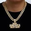 Men'S Hip Hop, Full Diamond Letter Splicing Pendant Necklace Cool Punk Chain Accessories