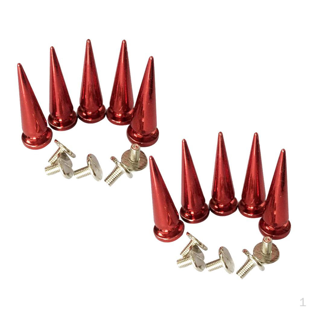 10 Sets Copper Cone Screw Stud Leathercraft Rivet Bullets Spike Decor Red