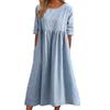 Round Neck 5 Points Sleeve Large Size Casual Loose Long Solid Color Dress