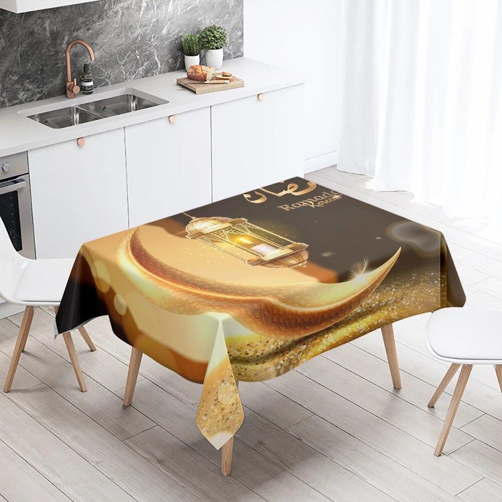 Рамадан Мубарак Домашний Декор Скатерть Исламская Мусульманская Мечеть Рамадан Карим Декоративная Скатерть Водонепроницаемая и Устойчивая к Пятнам