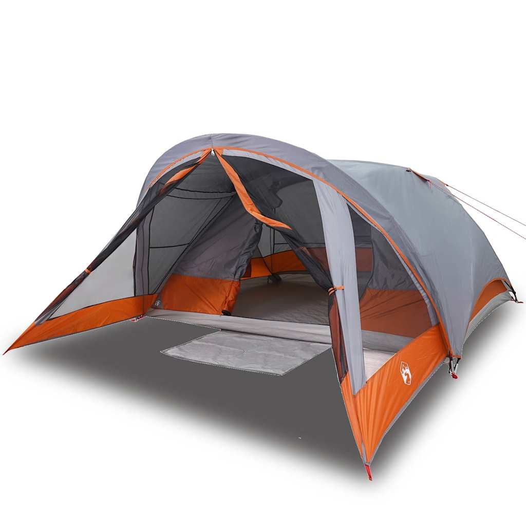 4 Person Camping Tent Grey and Orange Waterproof