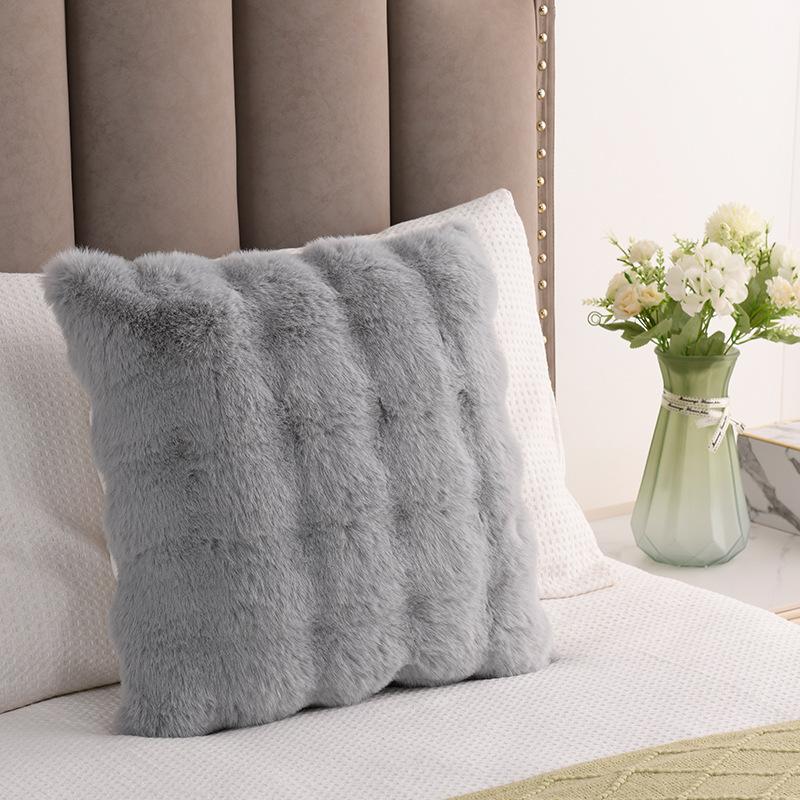 Наволочка из искусственного плюша с изображением кролика, наволочка для дивана в гостиной, наволочка для подушки в спальне с эркером, однотонная наволочка из пузырчатого бархата