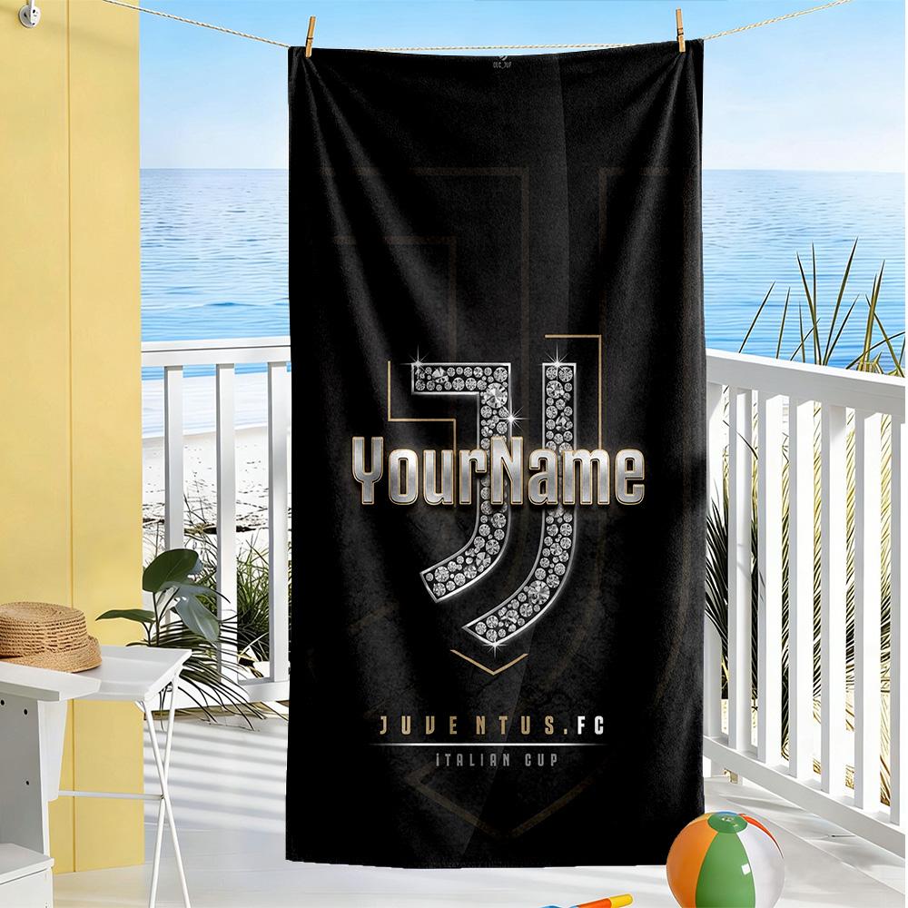 Juventus Personalized Text Beach Towel Super Soft Microfiber Quickdry Fabric Portable for SwimmingBeachCamping Travel Beach AccessoriesGym