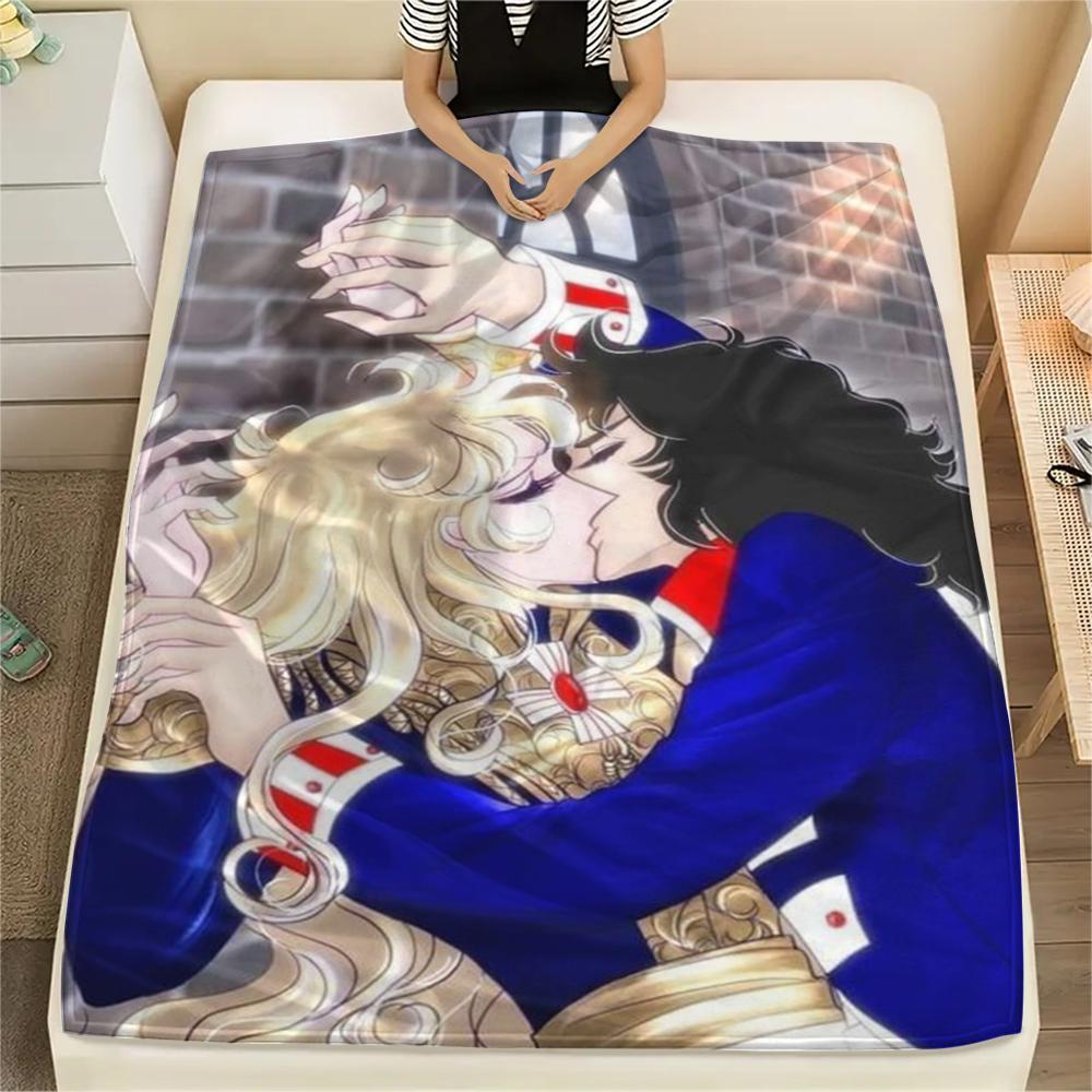 1PC Versailles Rose Print Flannel Blanket, High quality Comfortable for All Seasons, Home Decor, Warmth and Comfort, Perfect for Christmas Gifts239
