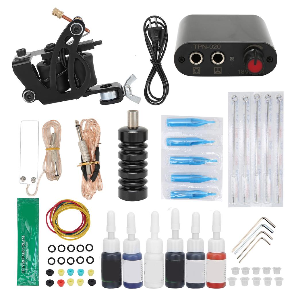 Complete Tattoo Kit 8 Wrap Coil Machine Kit Tattoo Power Supply for Tattoo Artists Beginners