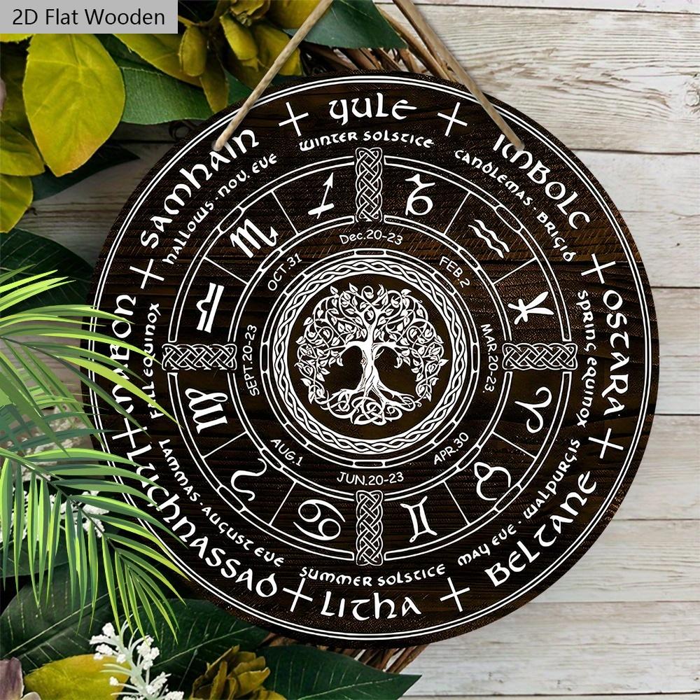 Дерево Жизни Колесо Года Деревянная Табличка, Шабаши Языческая Ведьма Знак, Викканские Праздники Викка Календарь Йоль Алтарь Небесный Знак, Хэллоуин, Рождественский Декор