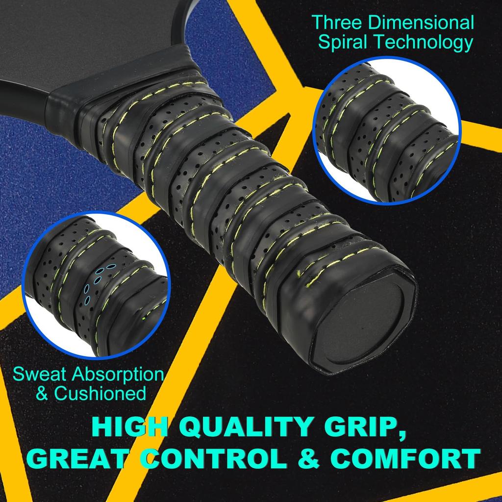 Набор ракеток для пиклбола PATIKIL, одобренная USAPA, ракетка для пиклбола с покрытием из стекловолокна и мягкой рукояткой, 2 ракетки, 4 мяча для пиклбола, 1 сумка для переноски, для мужчин и женщин