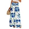 Женские летние брюки-палаццо в стиле бохо с высокой талией, широкие повседневные брюки с цветочным принтом и карманами