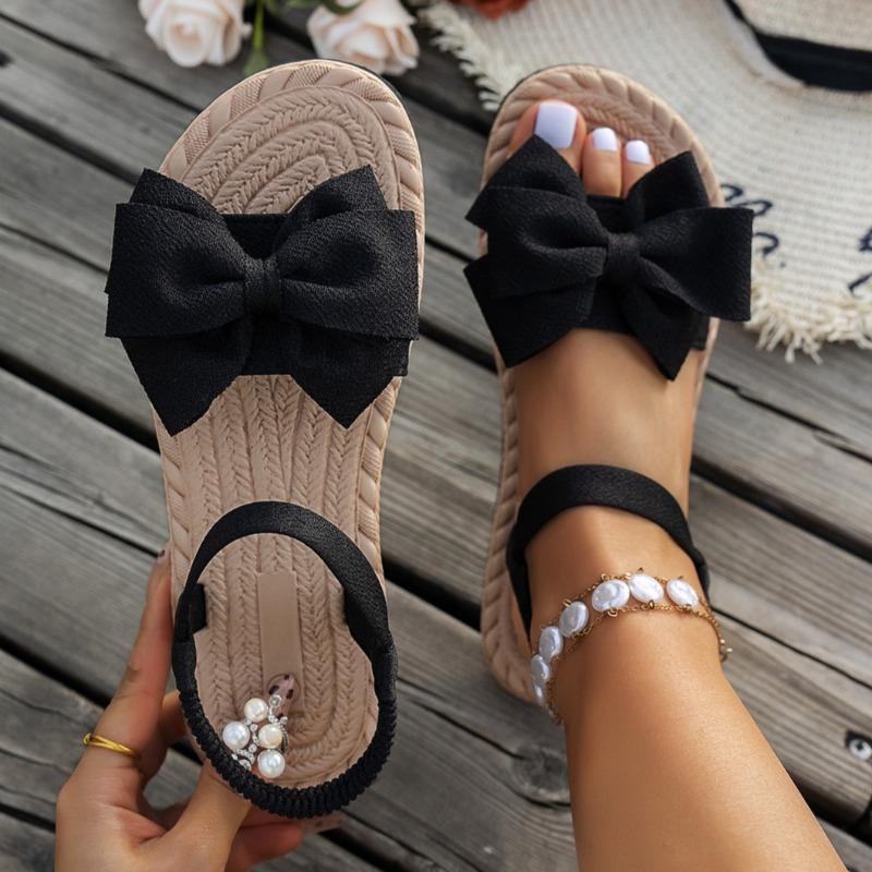 Fashion Women Sandals 2025 New Summer Lightweight Sandals Fashion Beach Casual Shoes Women Outdoor Bow Tie Flat Shoes Sandalias De Mujer