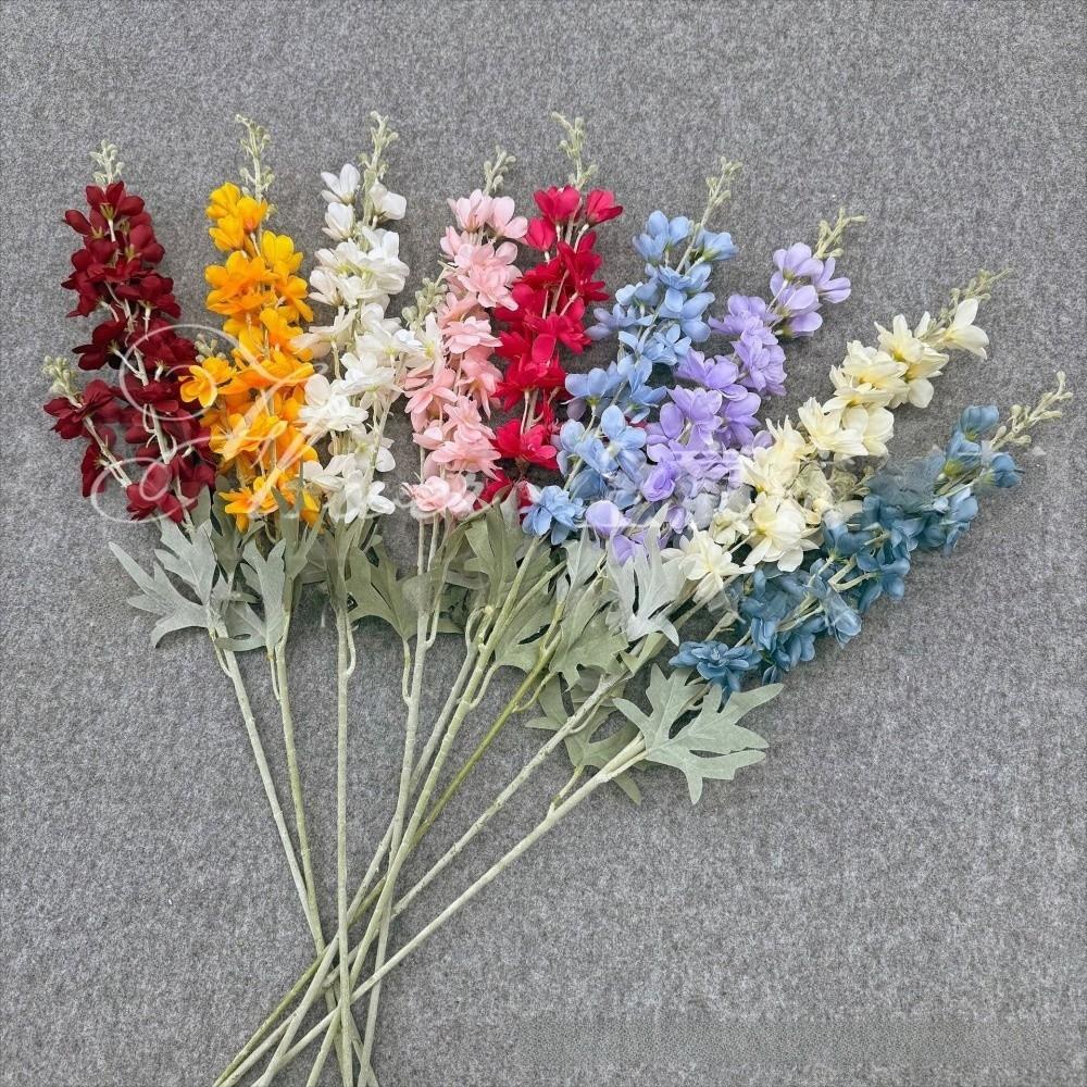 Искусственные флокированные дельфиниумы большого размера, шелковые поддельные цветы, композиция, свадебный декор