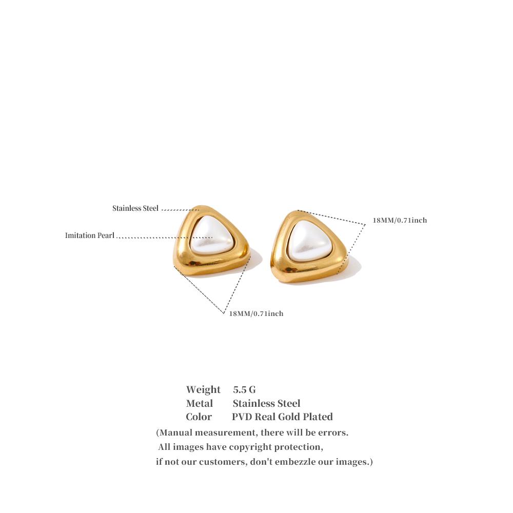 Eetit 2025 Stainless Steel Imitation Pearls Triangle Stud Earrings Arrivals Elegance Chic Korean Trendy Exquisite Jewelry Women