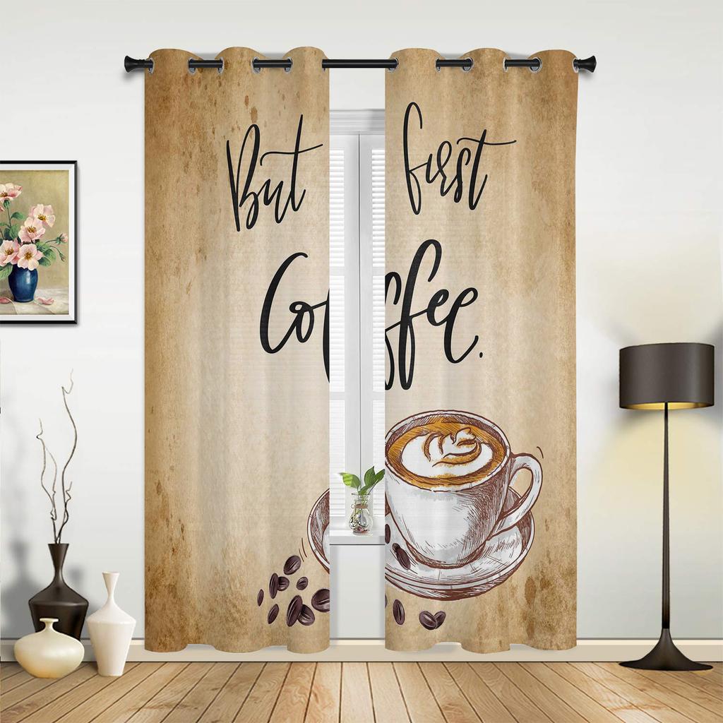 Кофейная чашка, торт, конфеты, современные шторы для зала, гостиной, кухни, спальни для мальчиков и девочек, длинные шторы для окон, декор для дома
