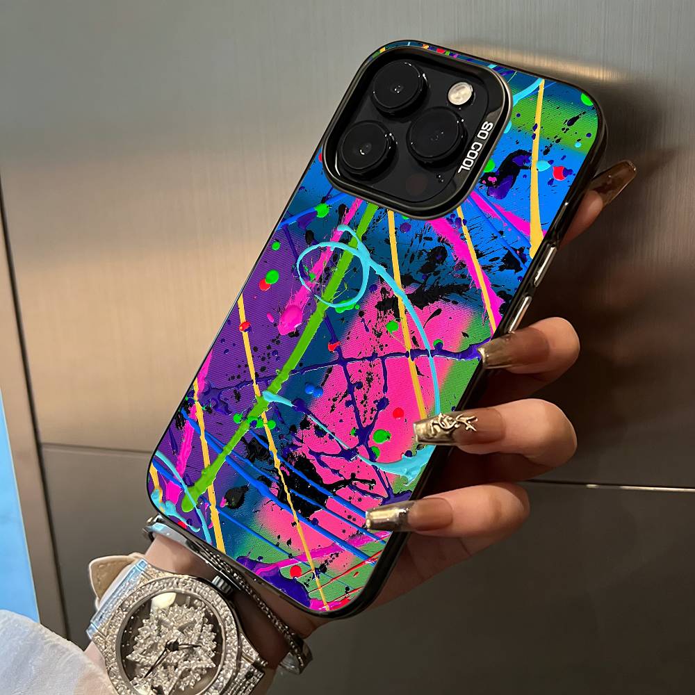 Крутая - Разноцветный Граффити Для iPhone 17 16 15 14 13 12 11 Pro Max XS  17 Air Силиконовый Цветной Серебристый Бампер Чехол