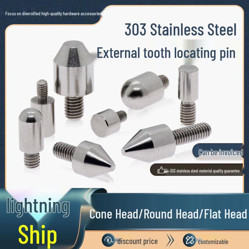 Stainless Steel External Thread Dowel Pin with Tapered/Round/Flat Head, Locating Column M3/M4/M5/M6