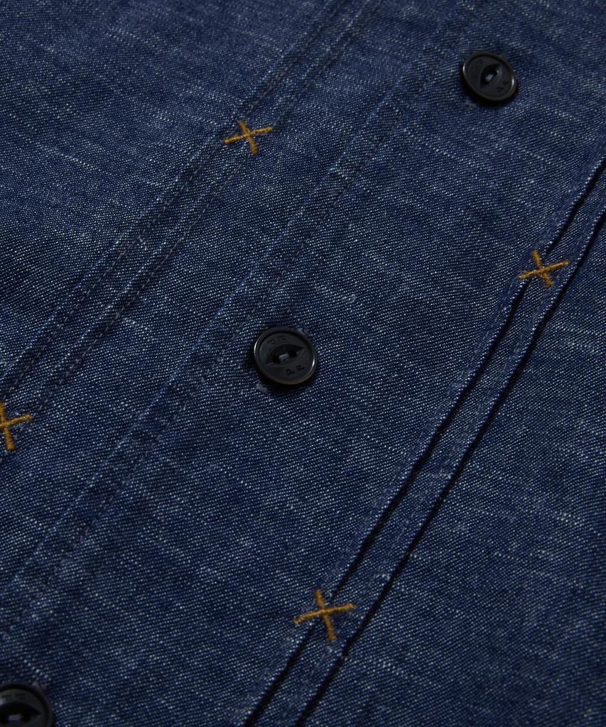 PENFIELD Washed Slub Denim Open Collar Short Sleeve Shirt Indigo_Fs2Wr02U