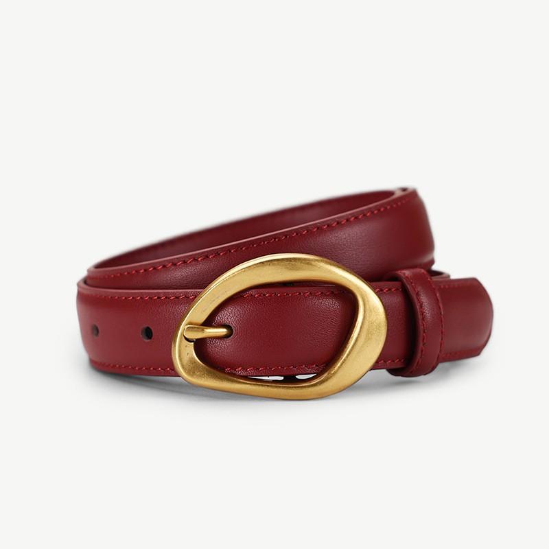 Womens Genuine Leather Belt Pin Buckle Fashion Versatile Jeans Coat Head Layer Cowhide