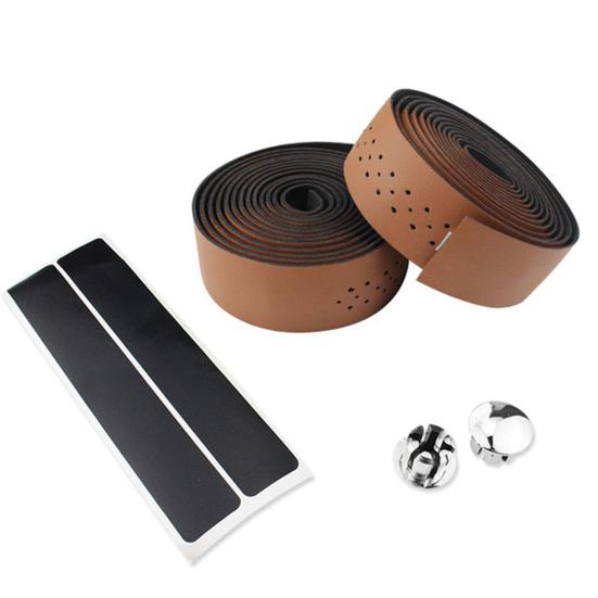 Bicycle Handlebar Tape Faux Leather Self-adhesive Anti-slip Shockproof Sweat Absorption Bike Handle Wrap Straps