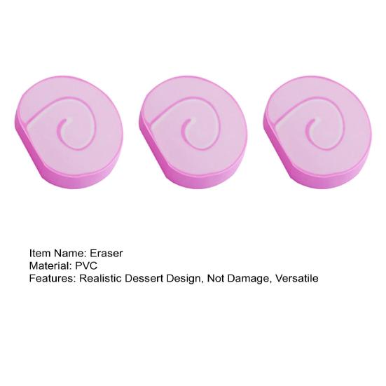 3Pcs Student Erasers Realistic Dessert Shape No Damage Paper Erasers with Independent Box Design Kids School