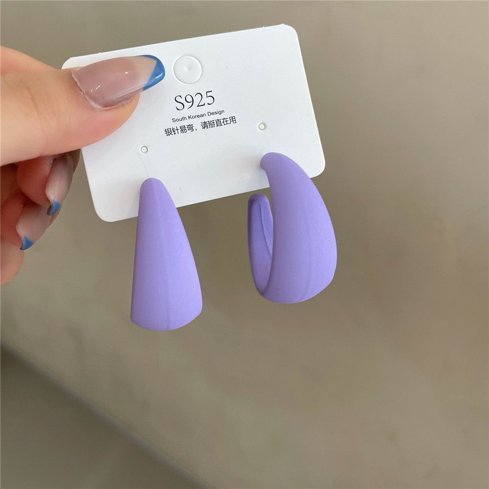 Korean Style Candy Color Fresh Jewelry Gifts Geometric Hoop Eardrop C-shaped Earring Dangler