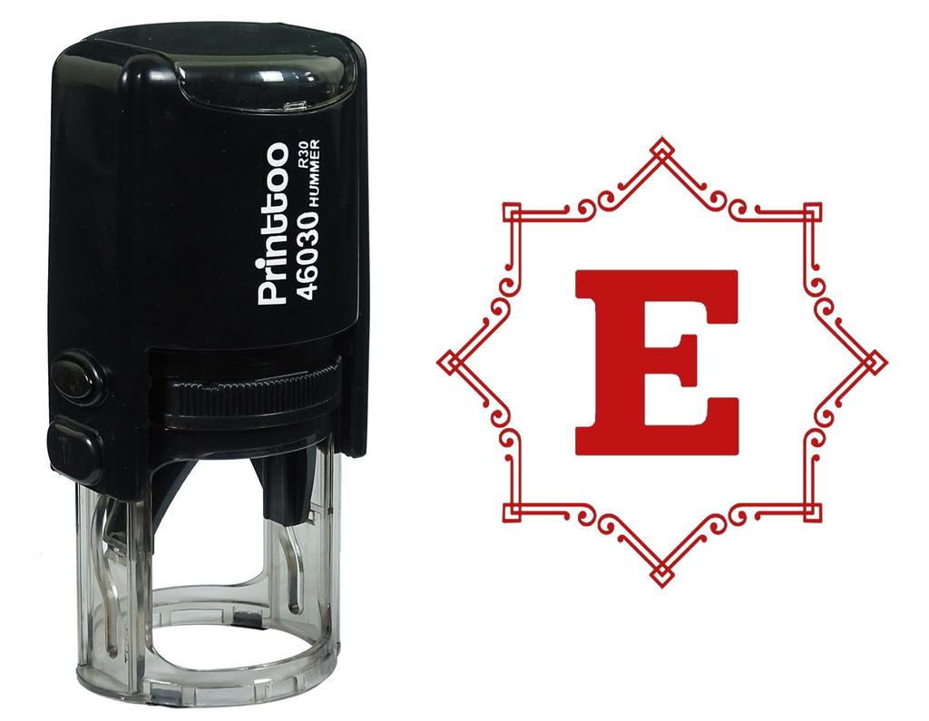 Printtoo Octagon Celtic Swirl Frame Alphabet E Monogram Self Inking Rubber Stamp Office