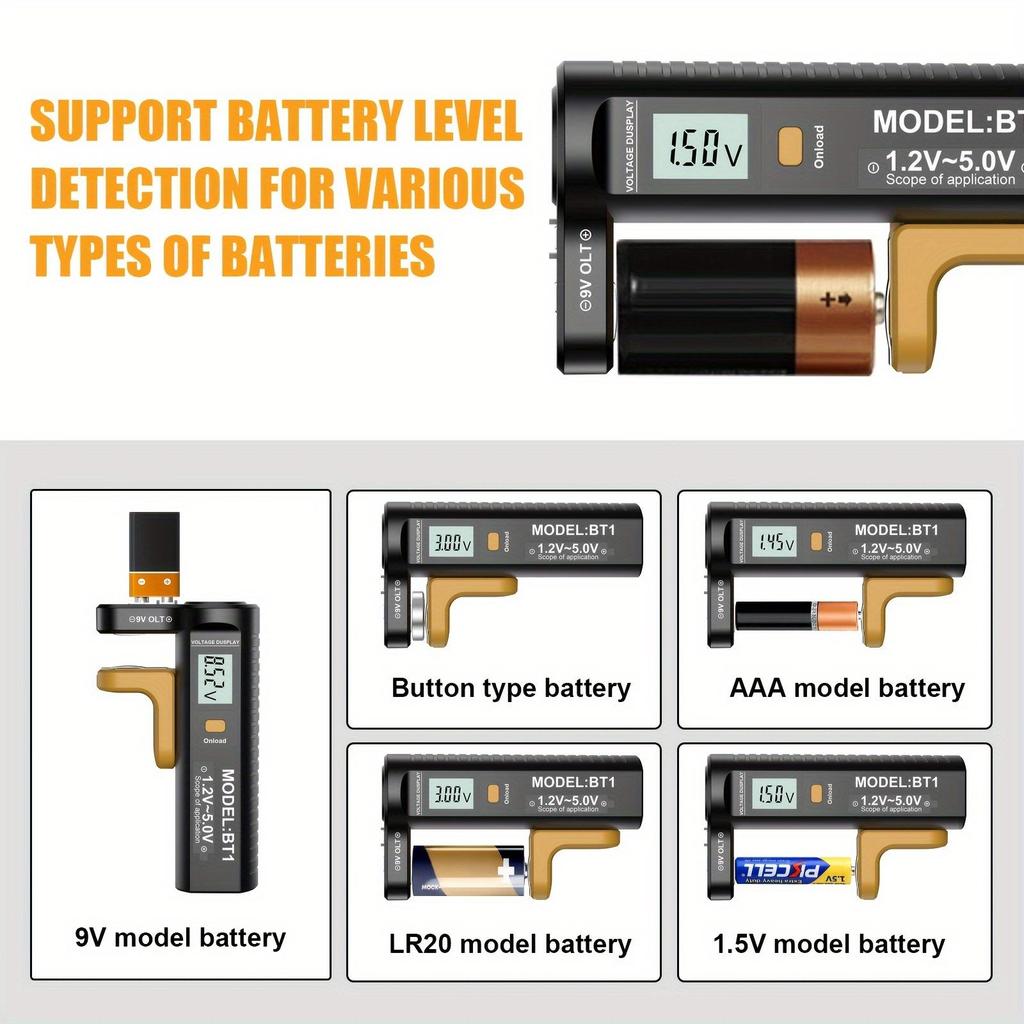 Digital Battery Tester LCD Display Battery Capacity Voltage Checker Battery Test Meter