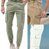 Mens Elasticated Waist Cargo Combat Work Trousers Pocket Cuffed Joggers Pants Men's Multiple Pockets Pencil Pants Men's Trousers