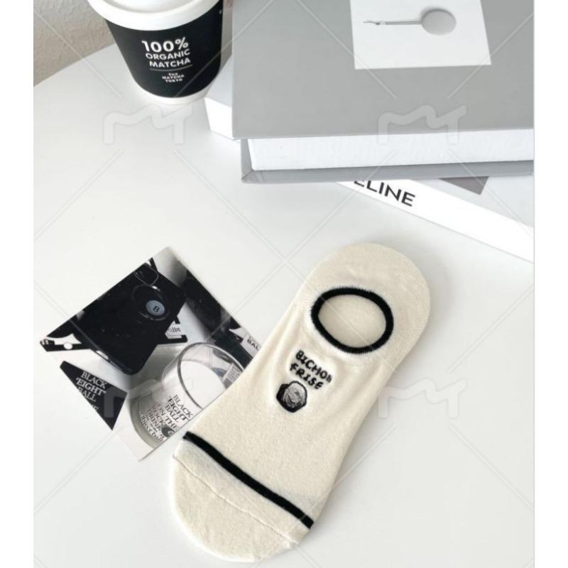 Невидимые носки-след с мультяшными полосками для щенков, летний женский стиль, дышащие короткие носки, повседневные хлопковые носки в стиле колледжа