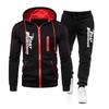Autumn and Winter Fashion Men's Sportswear Zipper Hooded Jacket 2-piece Set, Fast and Angry Printed Casual Jacket