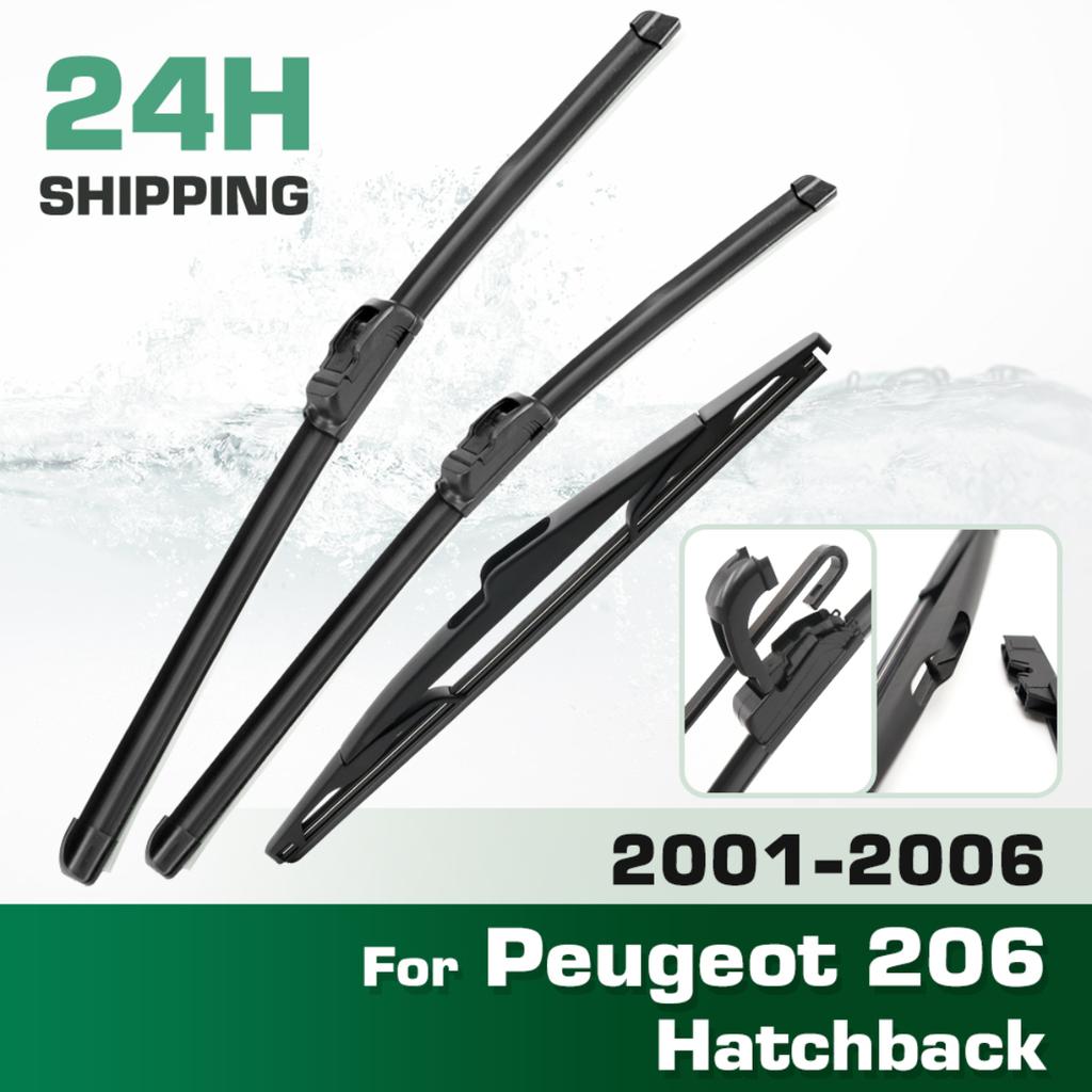 For Peugeot 206 Hatchback 2001-2006 2002 2003 Wiper Front & Rear Wiper Blades Windshield Windscreen Window Brushes 26"+16"+14